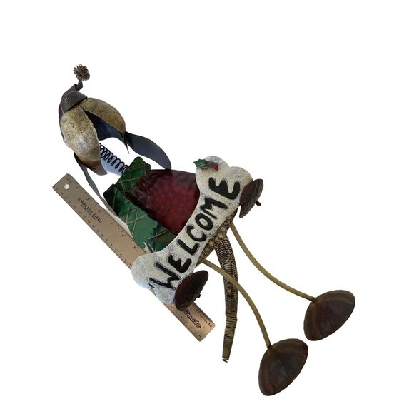Metal Wobble Welcome Hound Dog Statue Figurine Sculpture Abstract Stands 20" - Picture 3 of 12